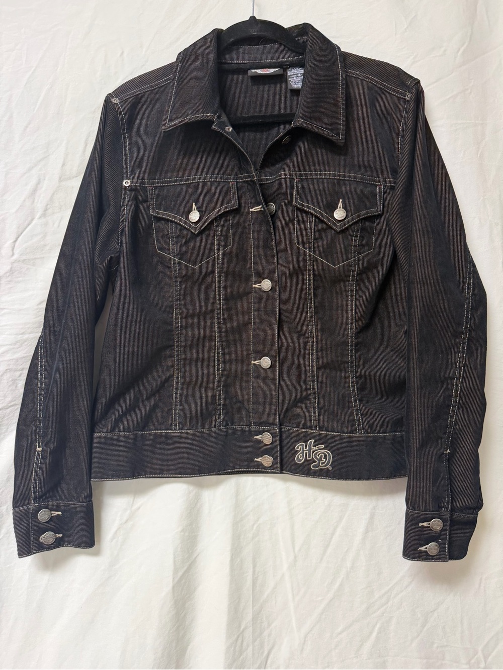 Harley Davidson Vintage Corduroy Jacket 1RXT-H-DMC Black Women’s Size XL EXCEL